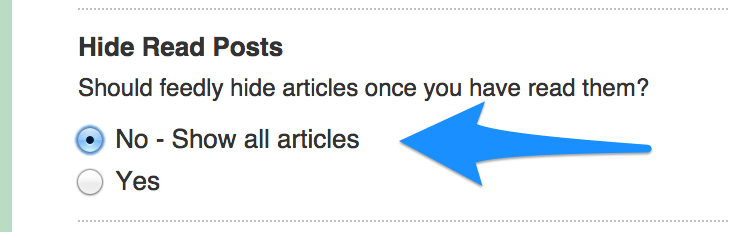 feedly hid read posts