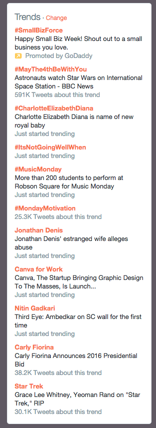 Twitter trending topics example