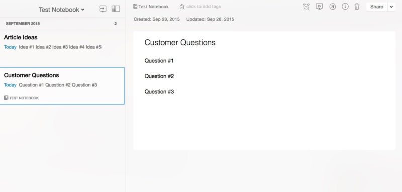 Evernote ideas questions