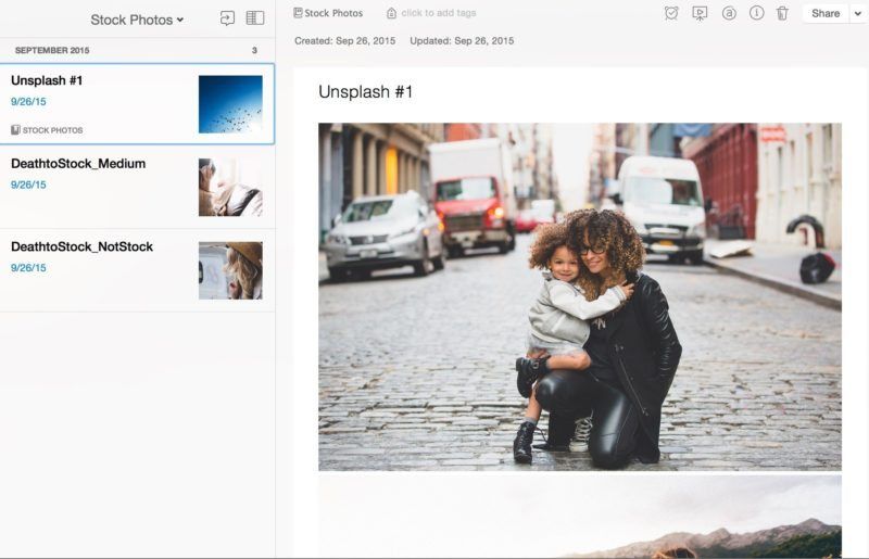 Evernote stock image library