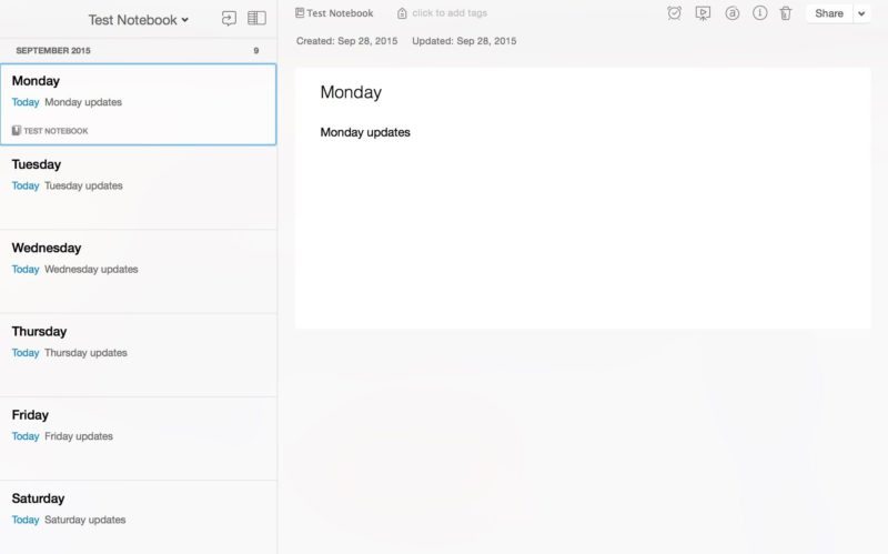 Evernote weekly social calendar