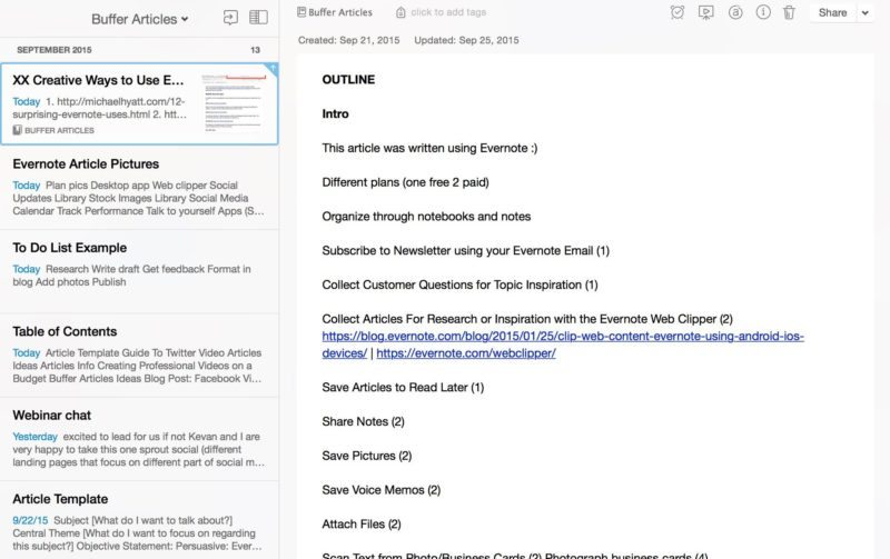 Evernote write articles 2