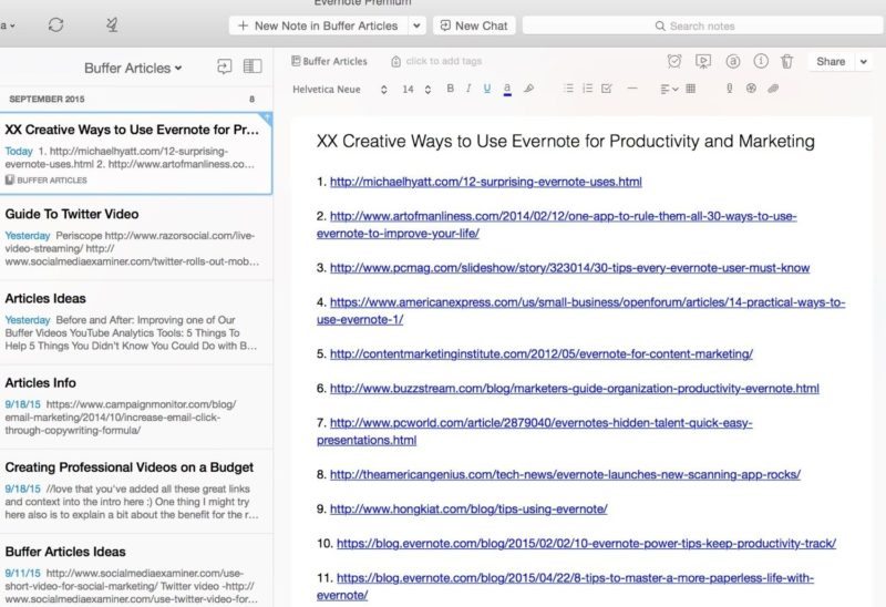 Evernote write articles