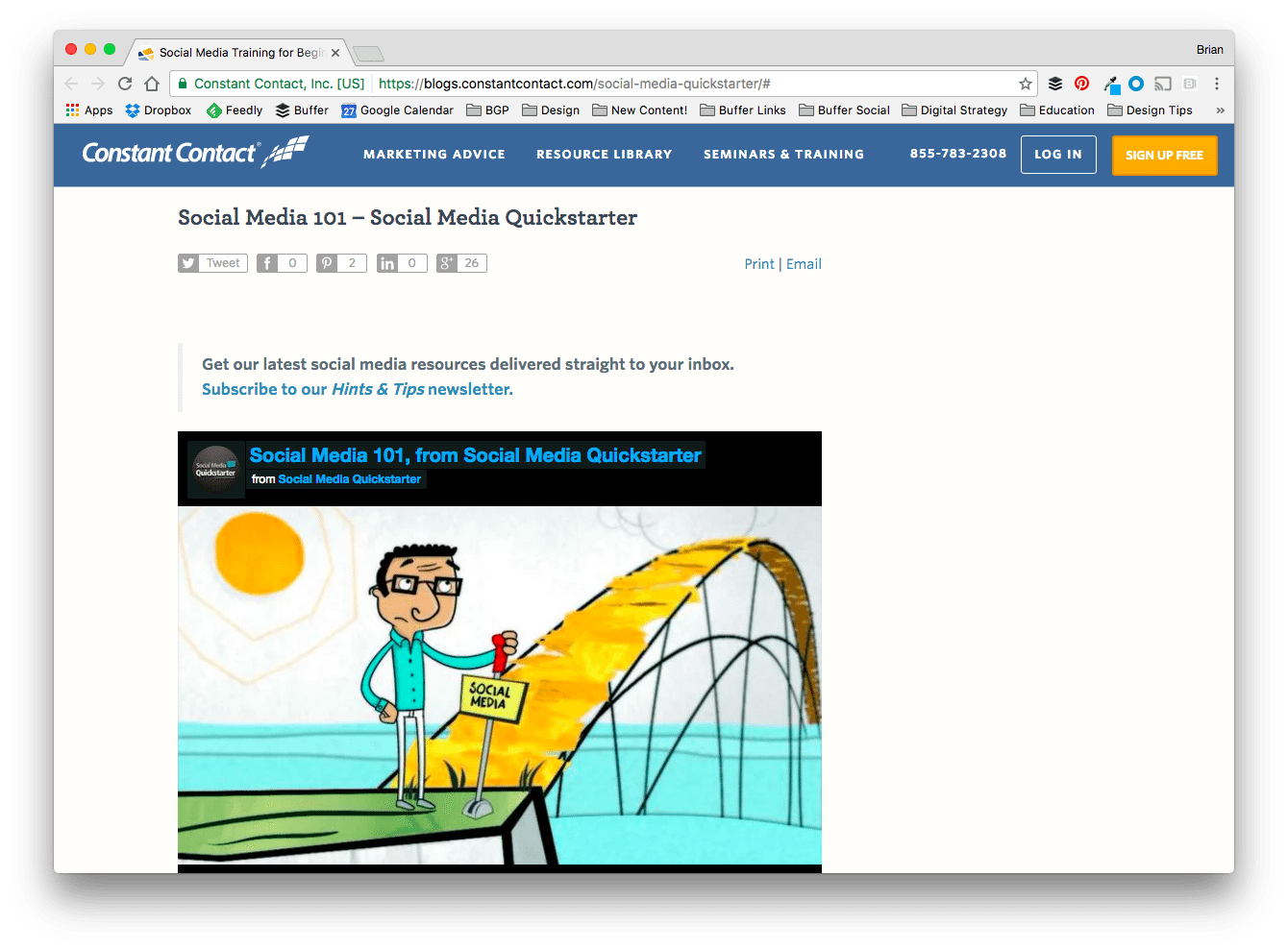 Social Media Kickstarter with Constant Contact