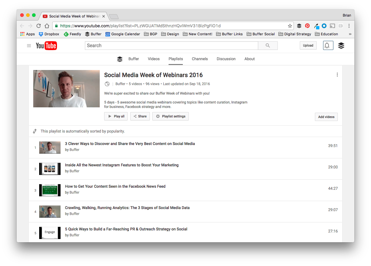 Buffer Week of Webinars, Buffer Social Media Class