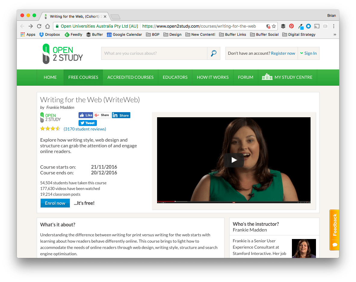Writing for the Web social media course