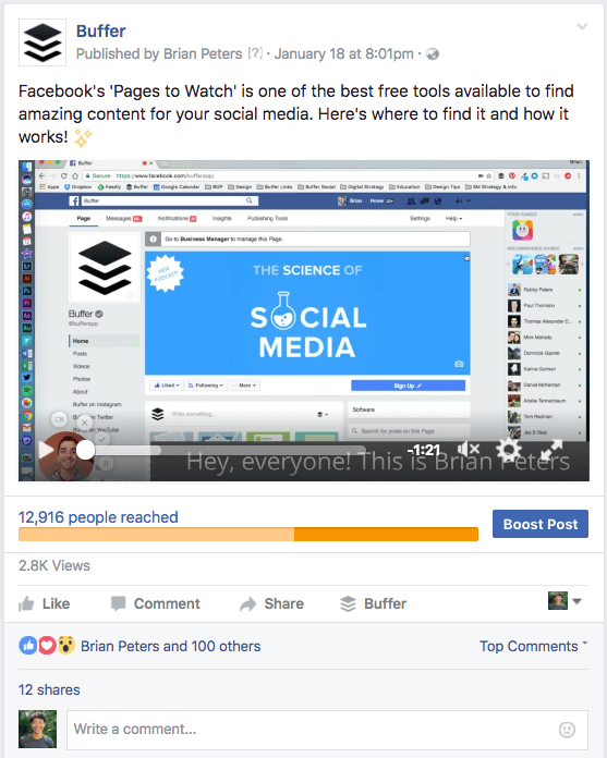Facebook video example Facebook video example