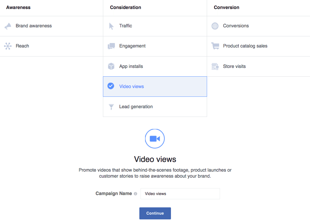 Video views marketing objective Video views marketing objective