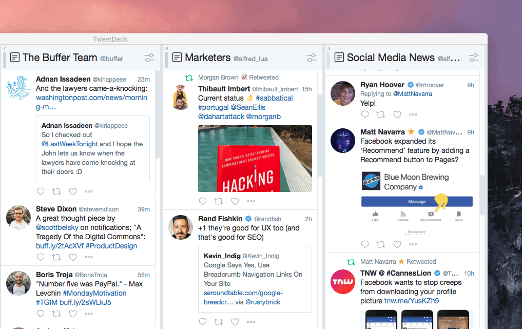 Using Tweetdeck to catch up on social media news