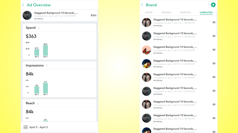 Snapchat Mobile Dashboard