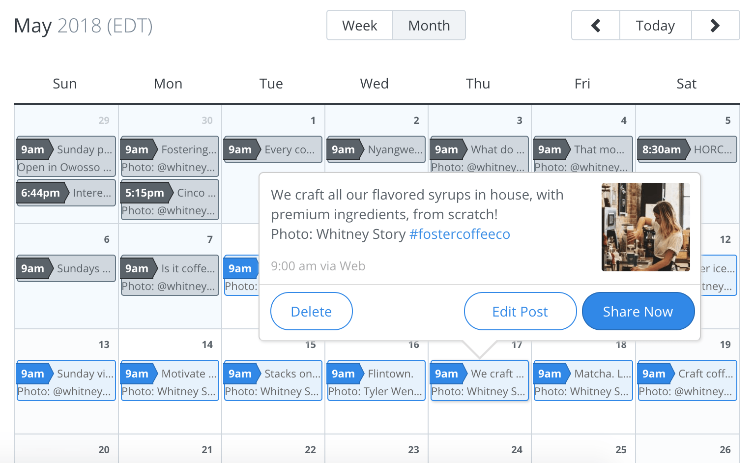 Foster's Buffer calendar