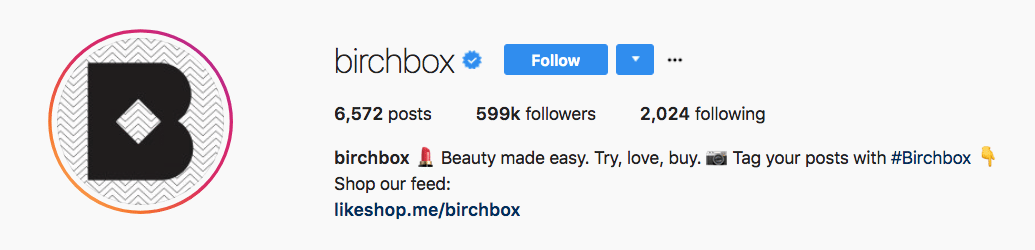 Birchbox Instagram bio for user-generated content Birchbox Instagram bio for user-generated content