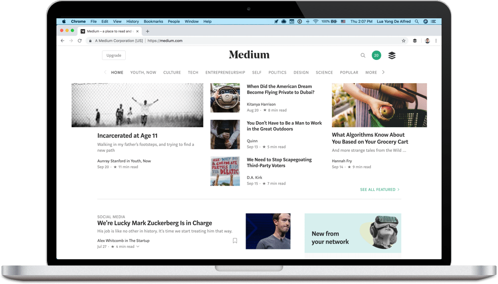 Medium homepage screenshot