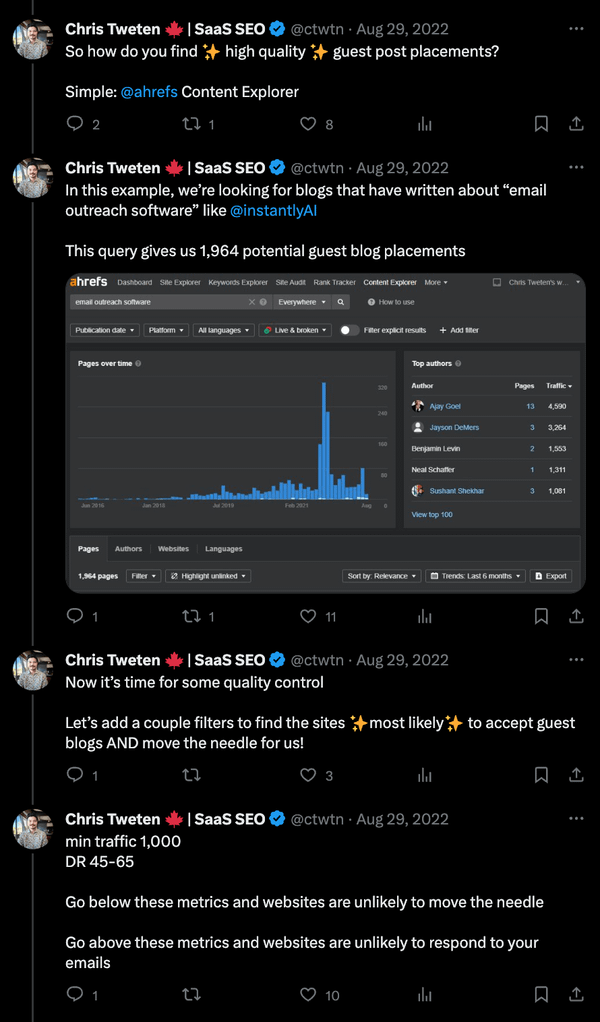 go viral on X/twitter: Chris Tweten mixed format thread