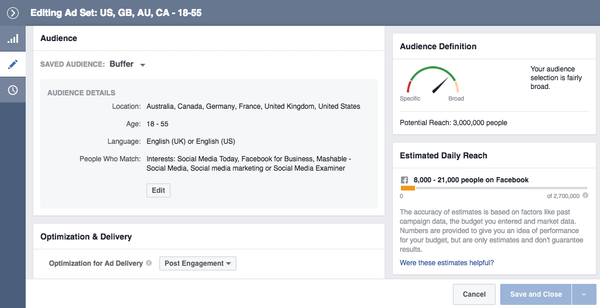 Facebook Ads Audience Square Video vs. Landscape Video Targeting