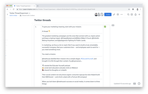 Twitter threads experiment document Twitter threads experiment document