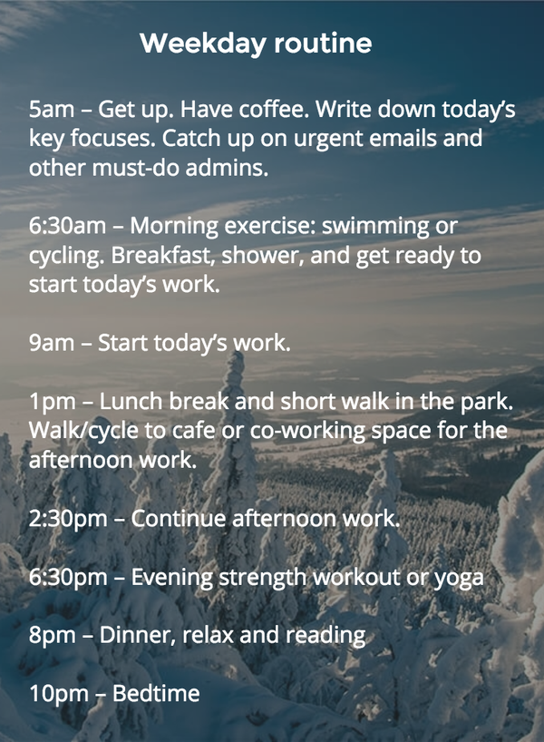 weekday routine