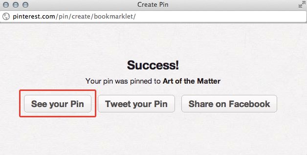 Pinterest Success Message Pinterest Success Message