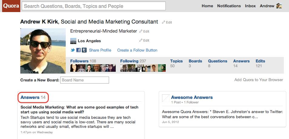 Quora Profile Page Quora Profile Page