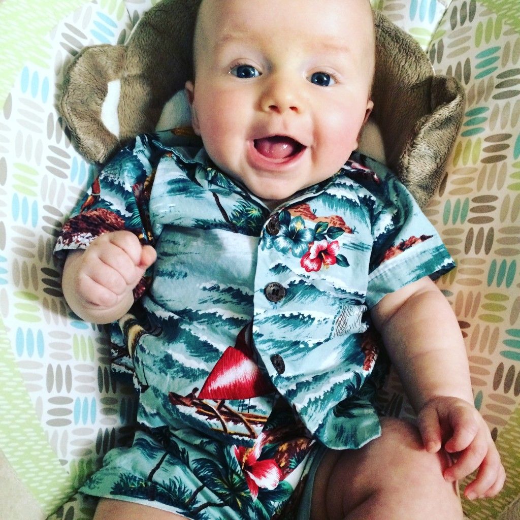 A few months after the retreat, sporting a Hawaiian outfit sent from the Buffer team.