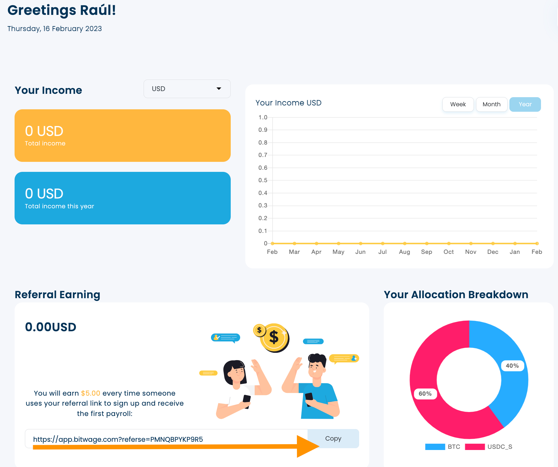 Screenshot de Bitwage