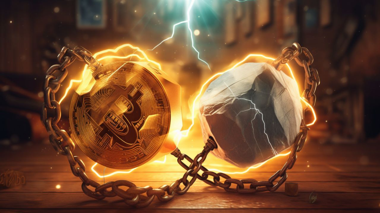 Imagen de Bitcoin con cadenas