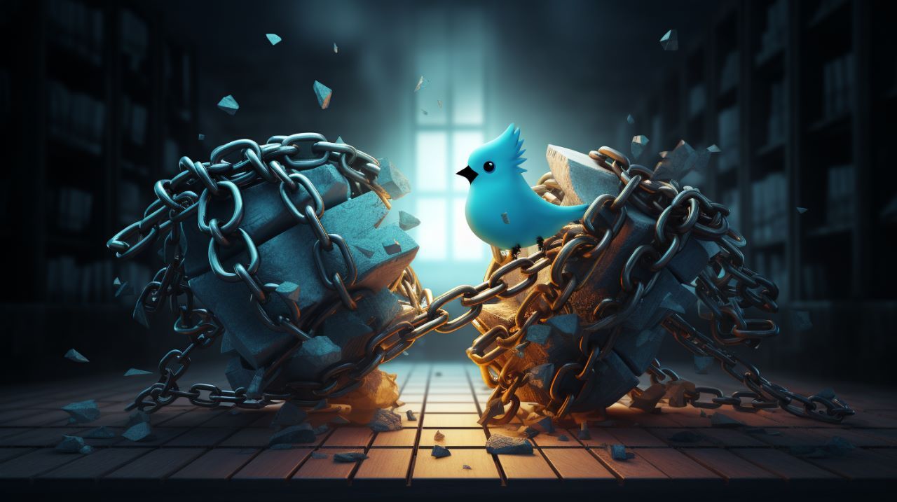 Pájaro celeste victorioso pero encadenado