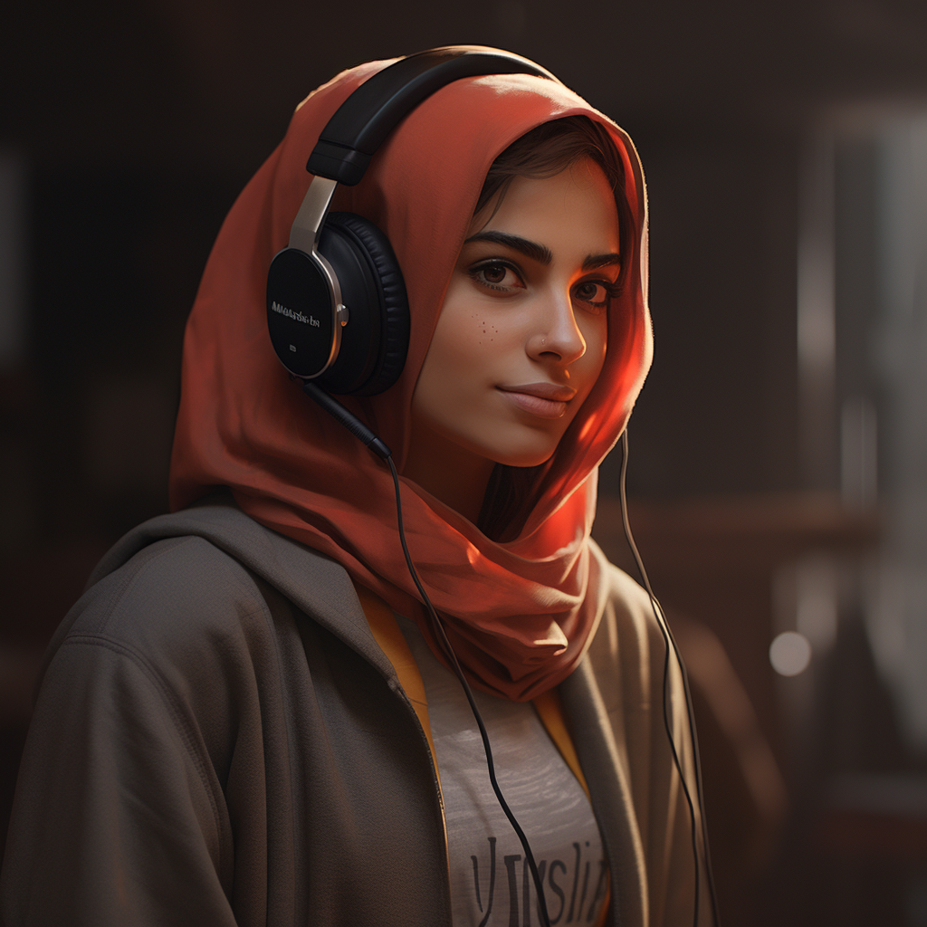 Mujer joven con auriculares