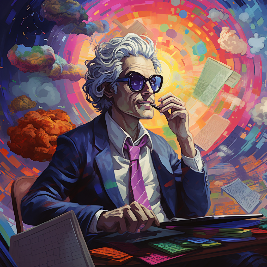 Ilustración de hombre bien colorida.