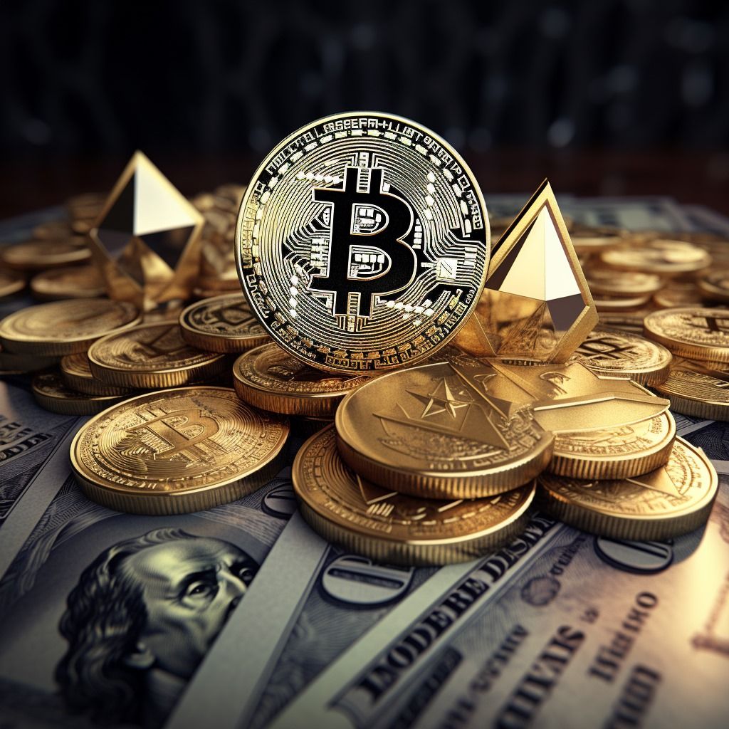 ilustración de Bitcoin y otras monedas