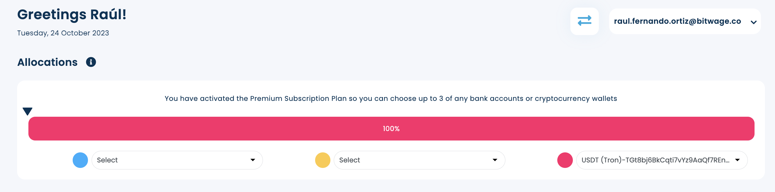 Captura de pantalla de Bitwage