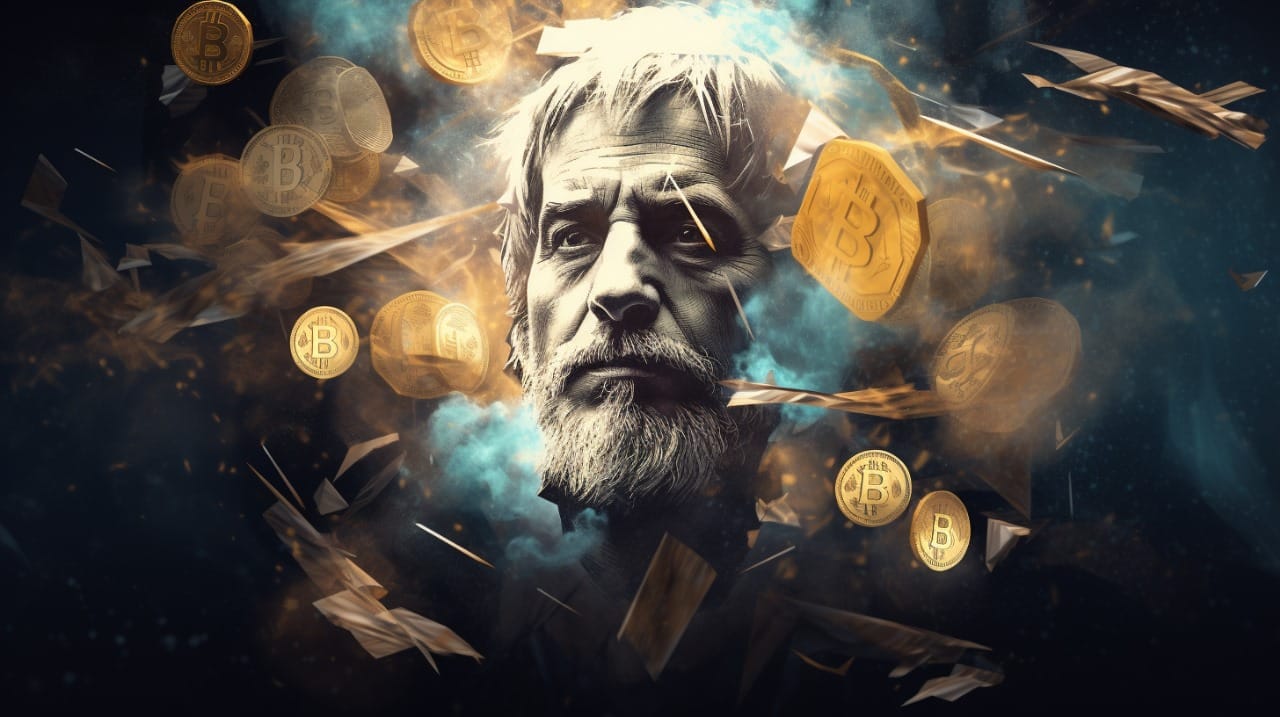 Hombre y Bitcoin