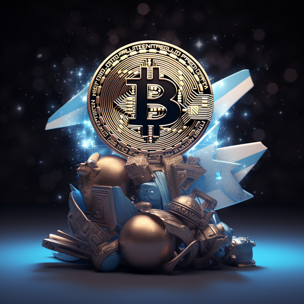 Bitcoin y atrás los colores albicelestes
