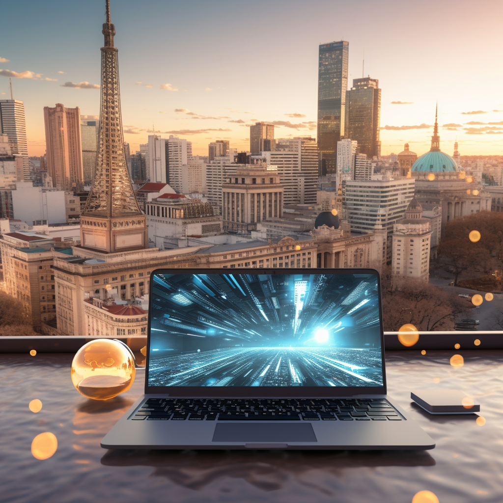 Laptop desde rooftop