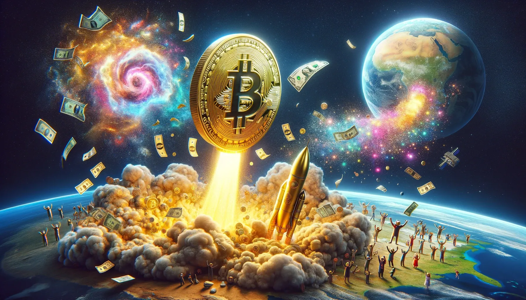 Imagen de Bitcoin despegando