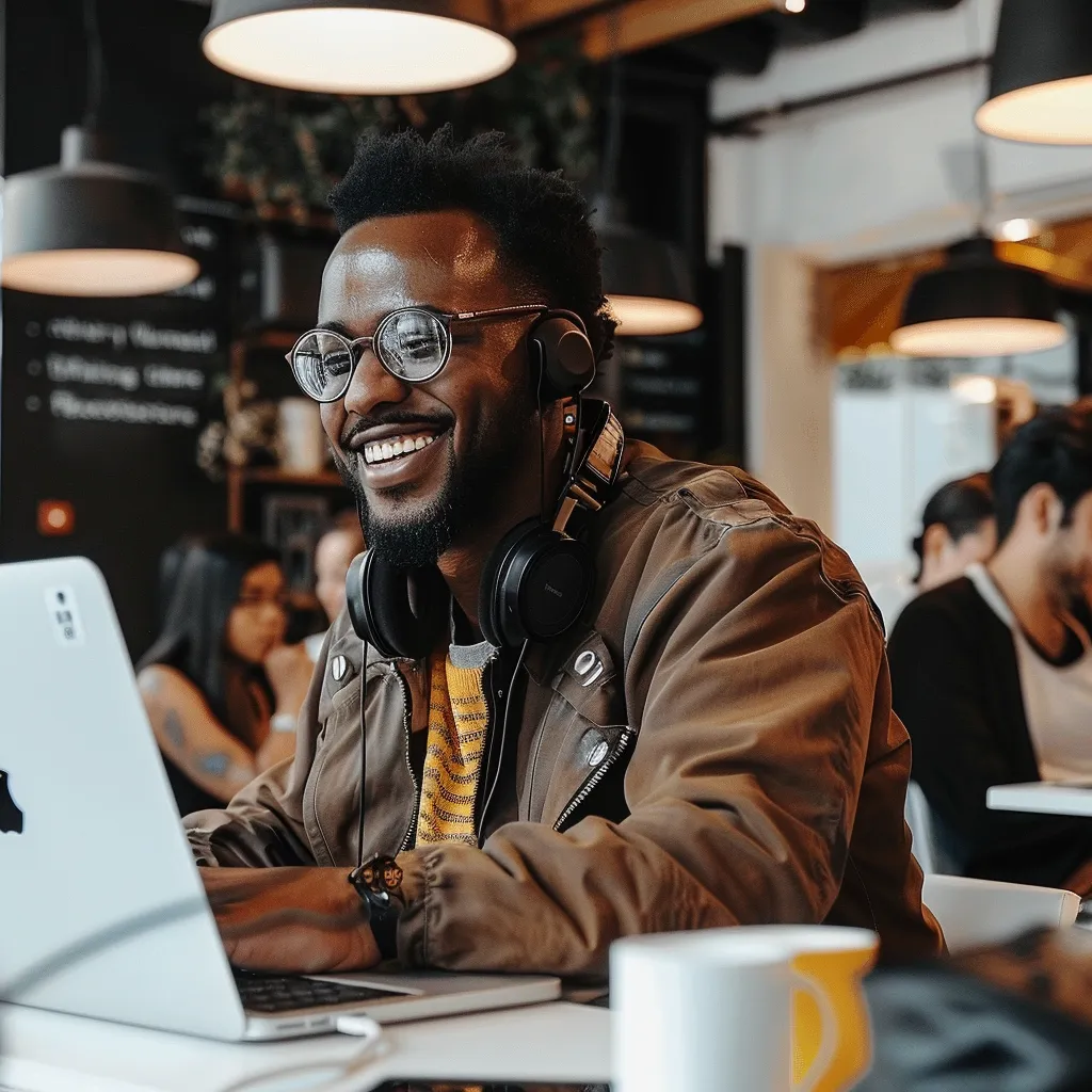 Foto de un freelancer alegre.