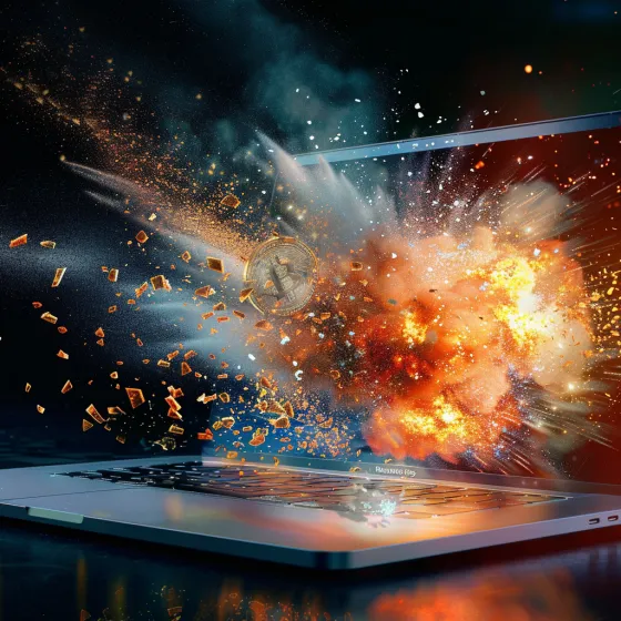 Explosión de información en laptop