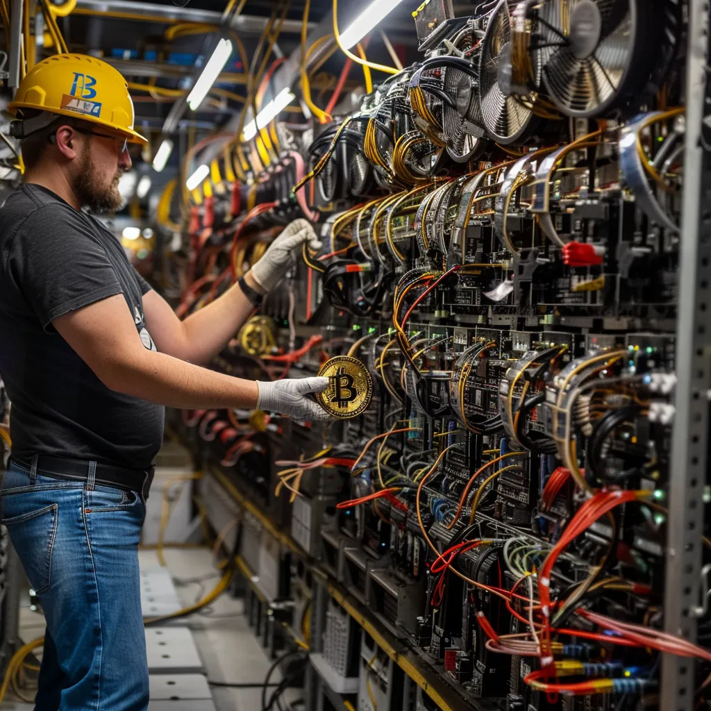Hombre operando las rigs de minería