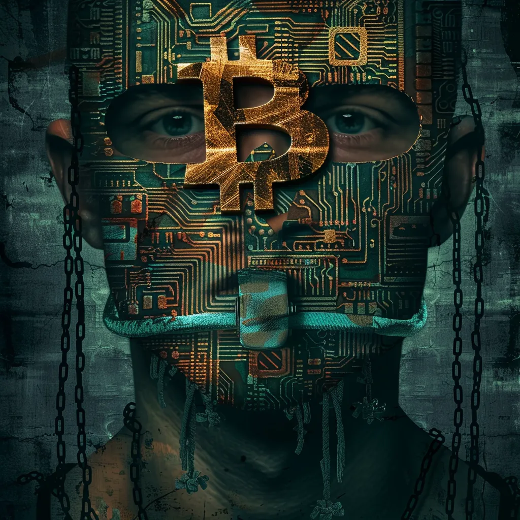 Máscara con la B de Bitcoin
