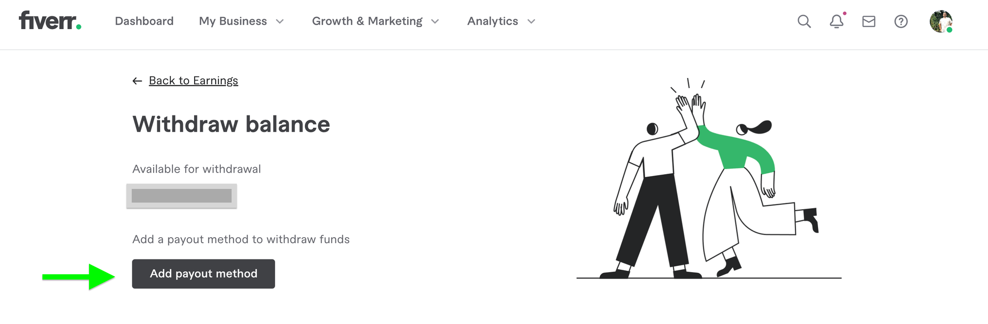 Captura de pantalla en Fiverr