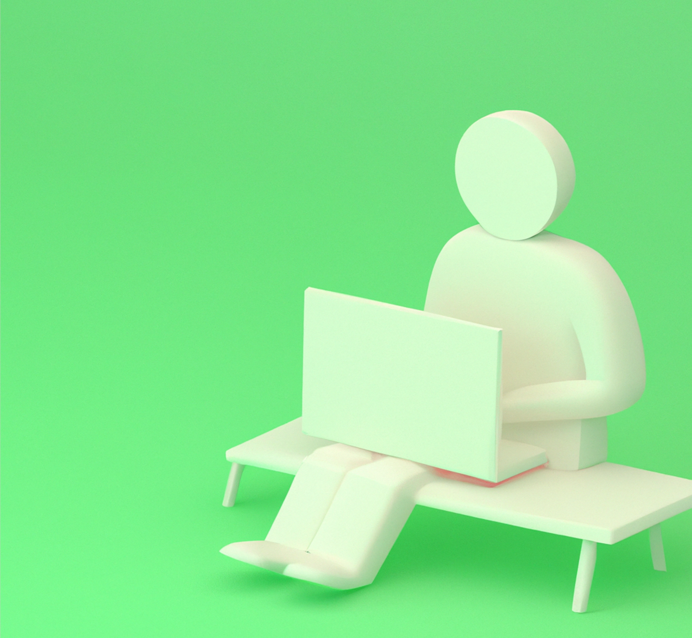 Render en 3d de trabajador remoto