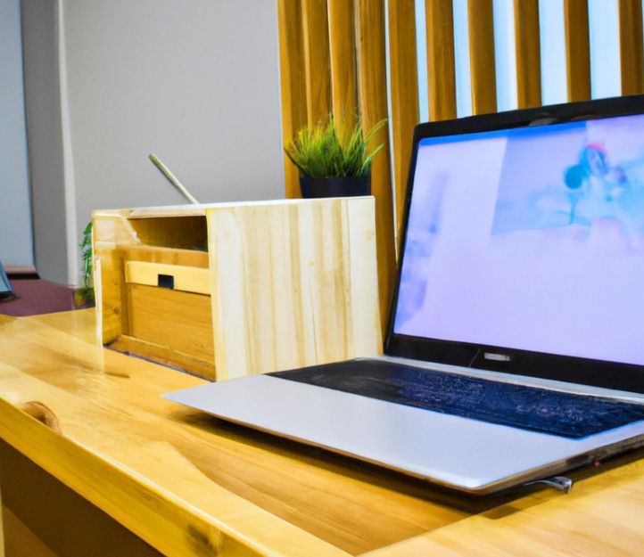 Imagen de un computador portátil en un escritorio.