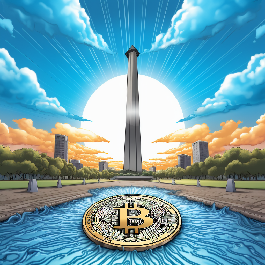 Bitcoin y atrás el Obelizco