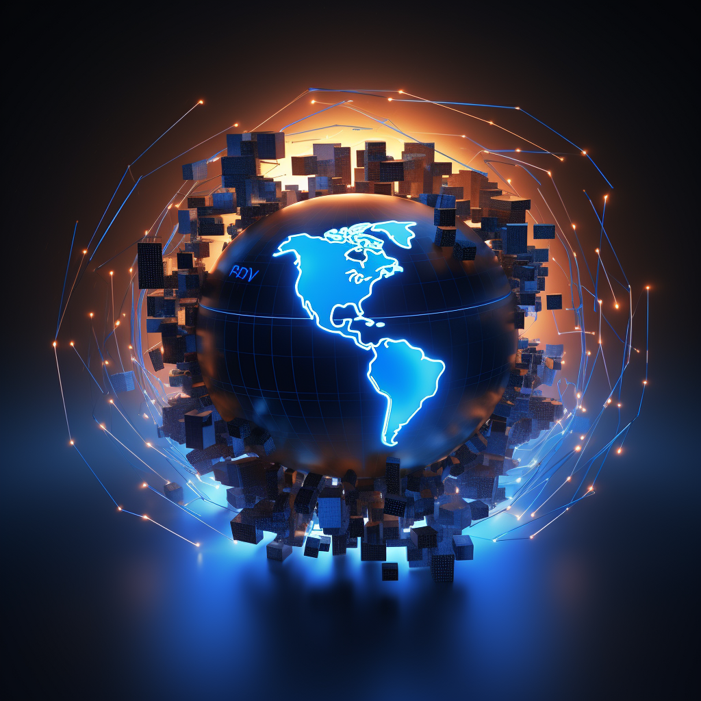 Globo terráqueo en render y cuadrados