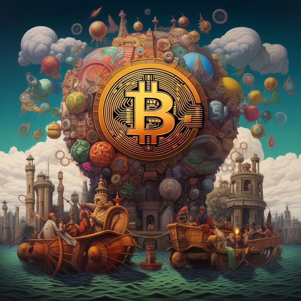 Bitcoin representando en una Venecia creada con IA