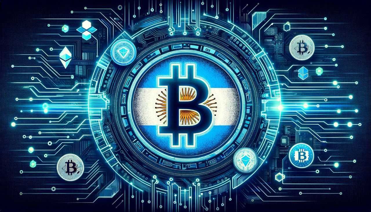 Bitcoin con los colores albicelestes