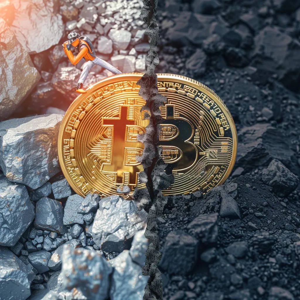 Imagen de Bitcoin dividiéndose