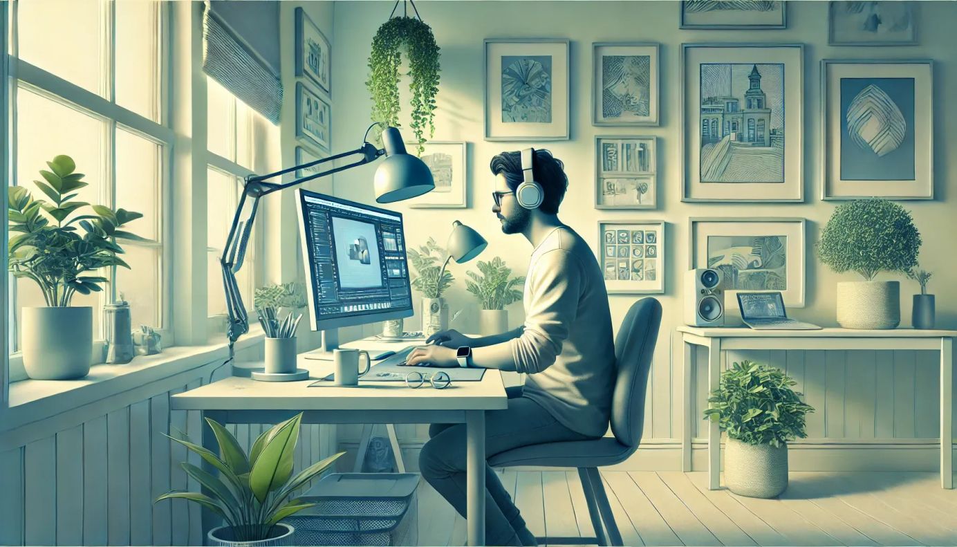 Freelancer sentado trabajando