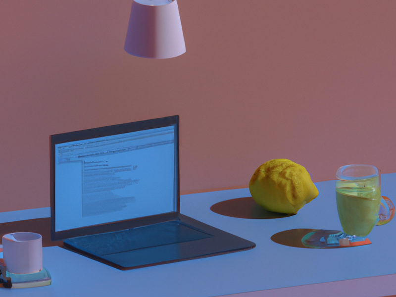 Laptop en un escritorio con otros objetos