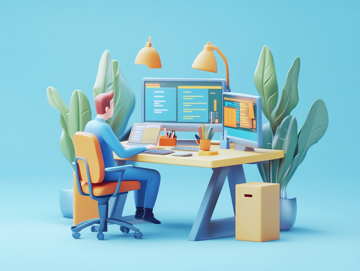 Render en 3d de un freelancer de Bitwage